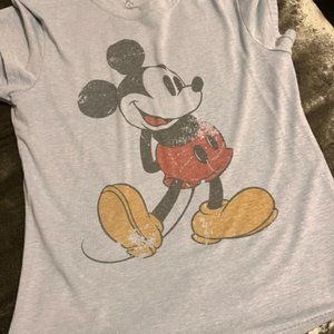 Vintage Mickey Disney Tee - Fitted, Light Blue, Size Large